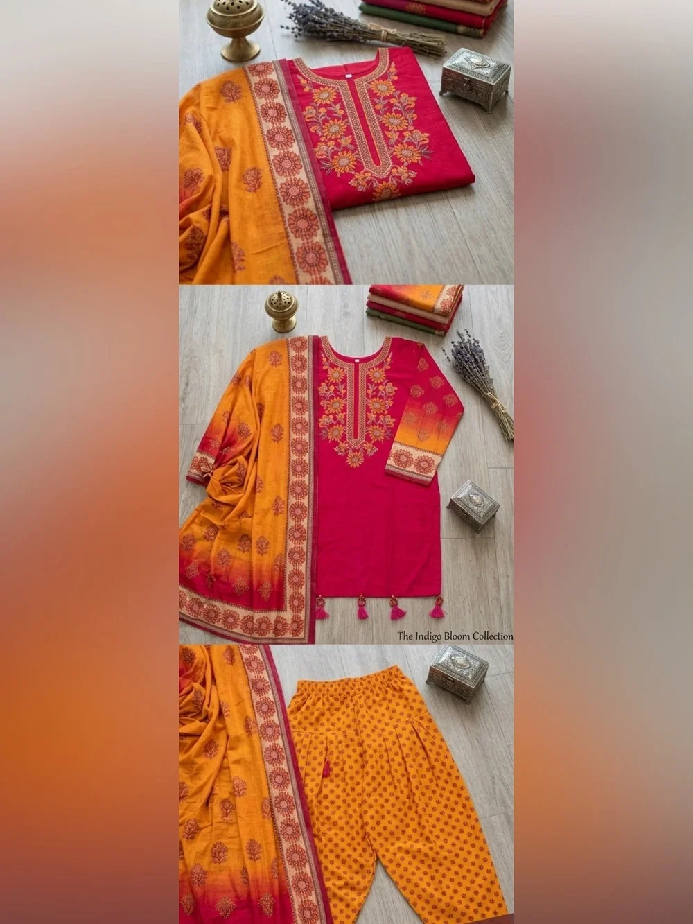 Salwar kameez designer Pink Mustard Printed suit Ethnic Punjabi readymade Large - Picture 2 of 4